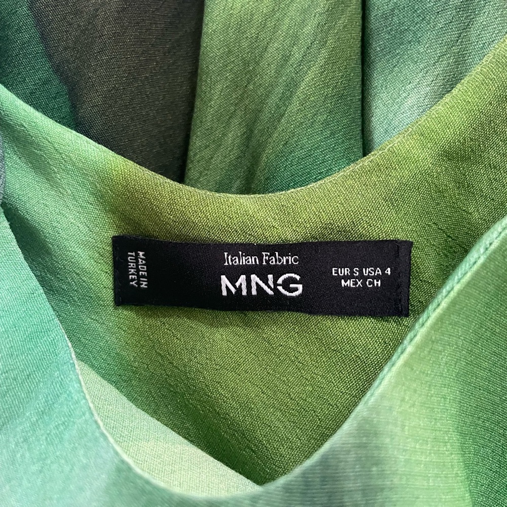 Mango Printed Green Dress with Draped Detail